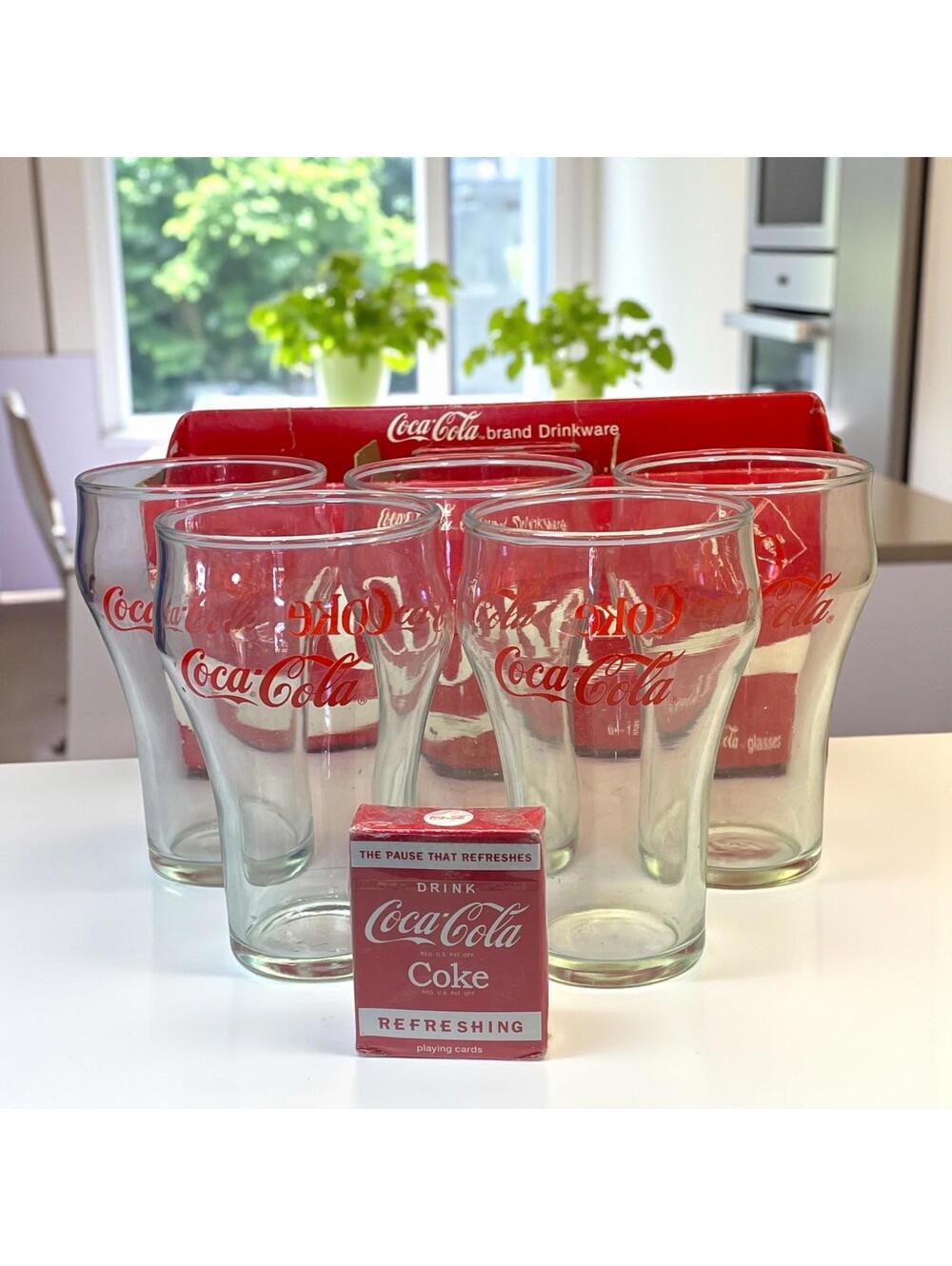 Lot of 5 Vintage Coca-Cola Bell Glasses w/ Classic Coke Logo